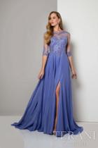 Terani Evening - Elegant Beaded Illusion Long-sleeve A-line Gown 1713m3484