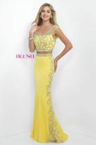 Blush - Two-piece Embellished Scoop Neck Jersey Gown 11061