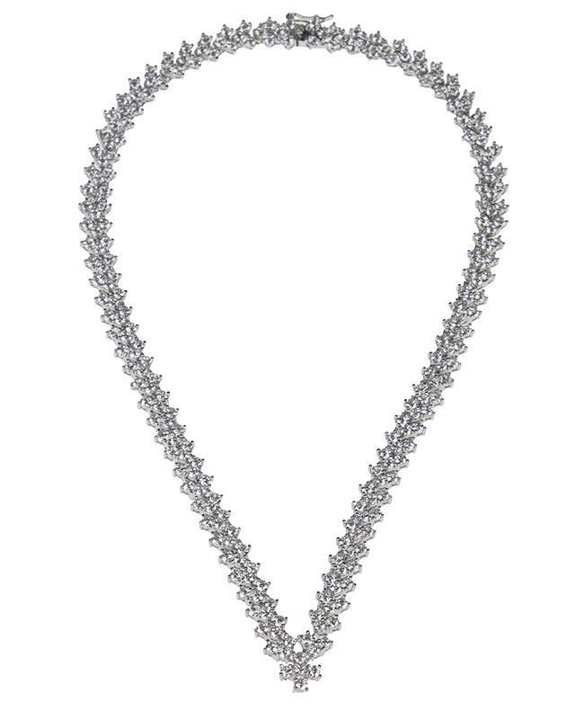Cz By Kenneth Jay Lane - Triple Round Cz Chevron Necklace