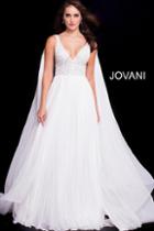 Jovani - 51461 Embellished V-neck A-line Dress With Side Draping