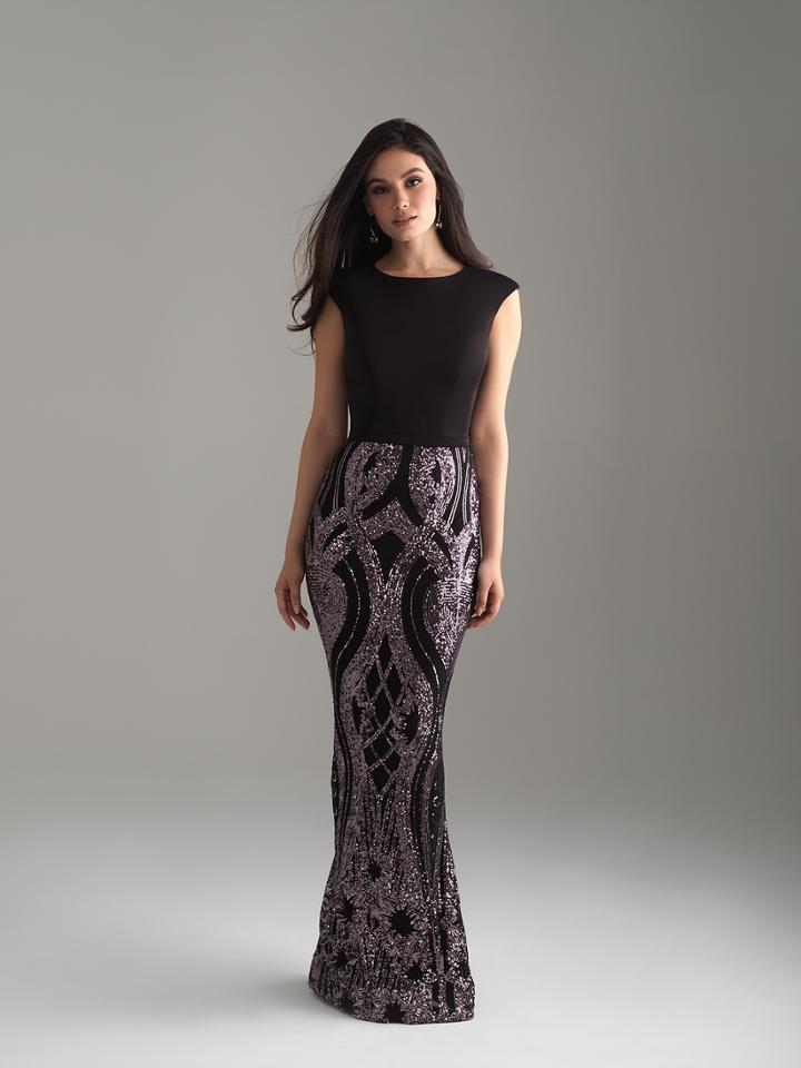 Madison James - 18-803m Jewel Neckline Sequined Sheath Gown