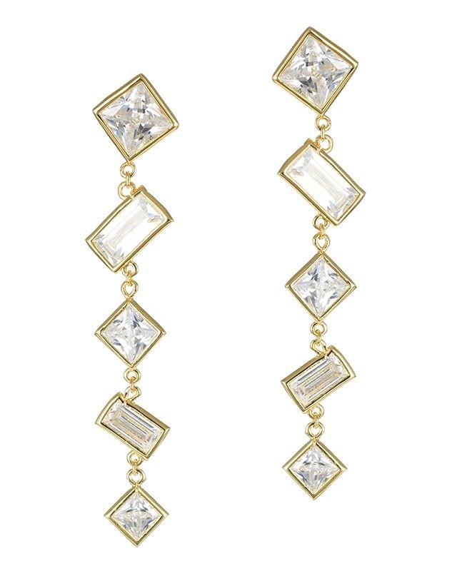 Cz By Kenneth Jay Lane - Princess/baguette Pierced Earrings