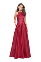 La Femme - 26162 Beaded Halter Mikado A-line Dress