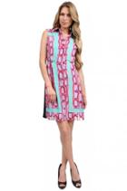 Phoebe Couture - Print Shirt Dress In Coral Multi