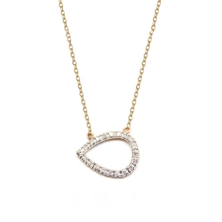 Rachael Ryen - 14k Gold Vintage Inspired Diamond Teardrop Necklace