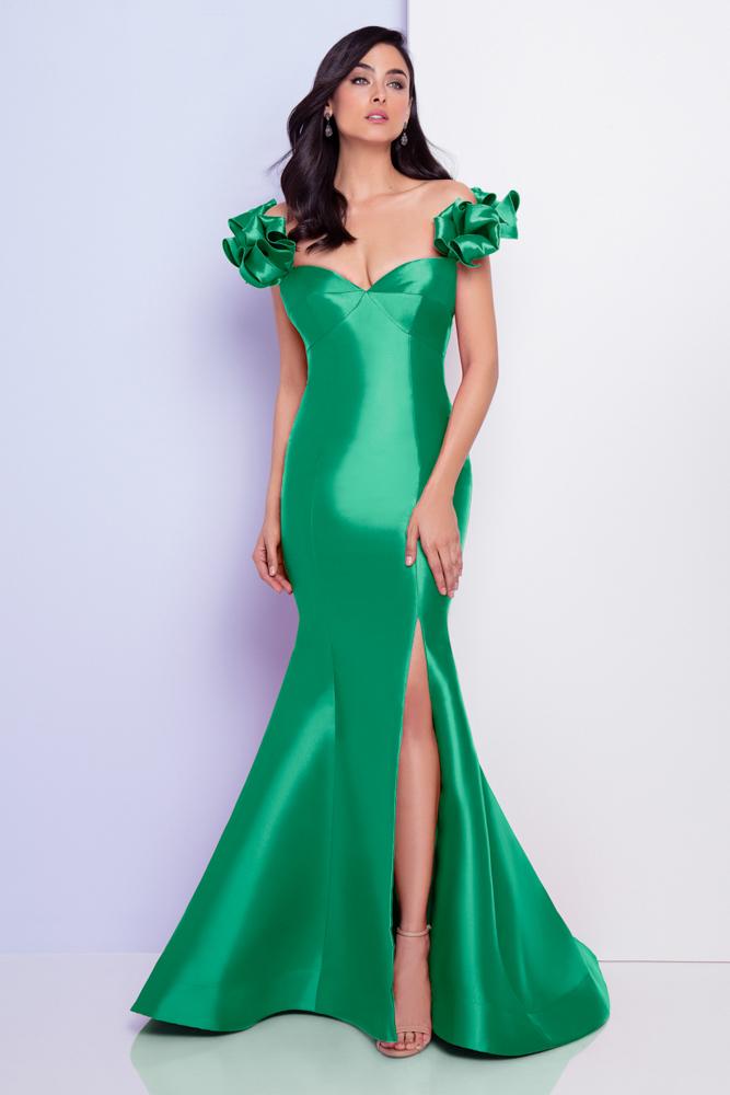 Terani Evening - 1721e4128 Off Shoulder Ribbon Sweetheart Evening Gown