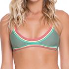 Luli Fama - L464421 Multi-colored Bands Sporty Bra In Army