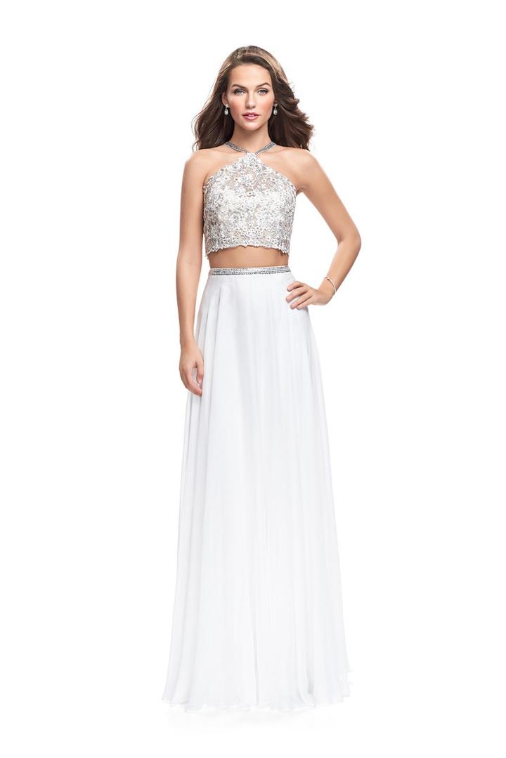 La Femme Gigi - 26288 Embellished Halter Chiffon Two Piece Gown