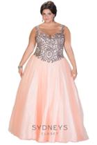 Sydney's Closet - Beaded Illusion Bateau Neck Tulle Ball Gown Sc7204