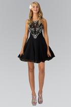 Elizabeth K - Bejeweled Scoop Neck Chiffon Dress Gs2026