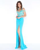 Cassandra Stone - 2034a Beaded Jewel Neck Jersey Sheath Dress