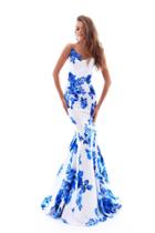 Tarik Ediz - 50228 Floral Print Sheer Neck Mermaid Dress