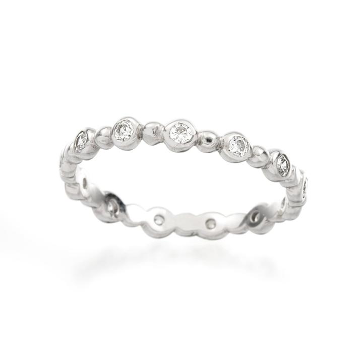 Ashley Schenkein Jewelry - Bezel Diamond And Gold Ball Wedding Band