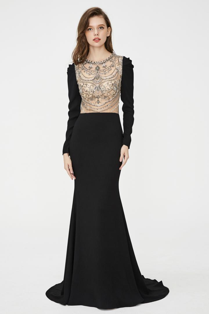 Angela And Alison - 81056 Embellished Jewel Trumpet Dress