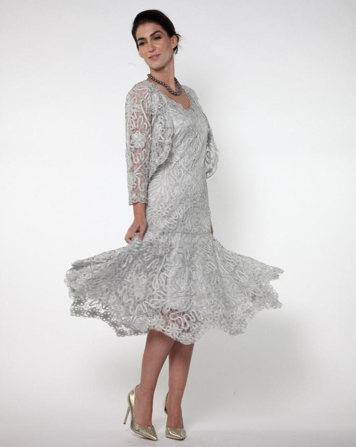 Soulmates - 1501 Tea Length Soutach Dress Bolero Jacket Set
