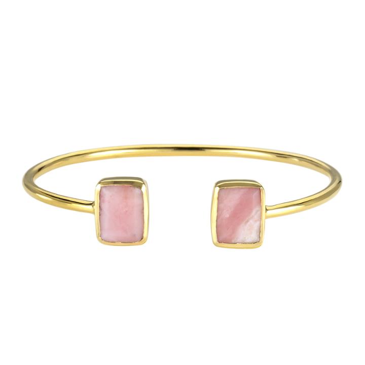 Margaret Elizabeth - Emerald 2 Stone Bangle Pink Opal