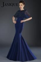 Janique - Stunning Navy Mermaid Gown With Capelet 1905