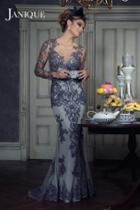 Janique - Long Floral Lace Illusion Gown K6431