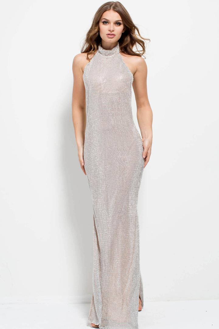 Jovani - 50909 Halter Embellished Backless Dress
