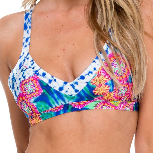 Luli Fama - Beautiful Mess Trimmed V-top In Multi-color (l513456)