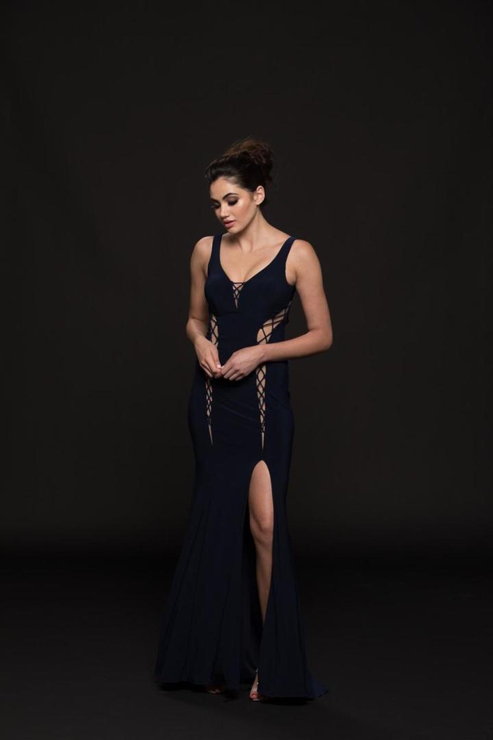 Glow By Colors - G769 Sleeveless And Cutouts Sheath Gown