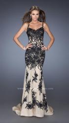 La Femme - 19835 Floral Lace V Neck Mermaid Gown