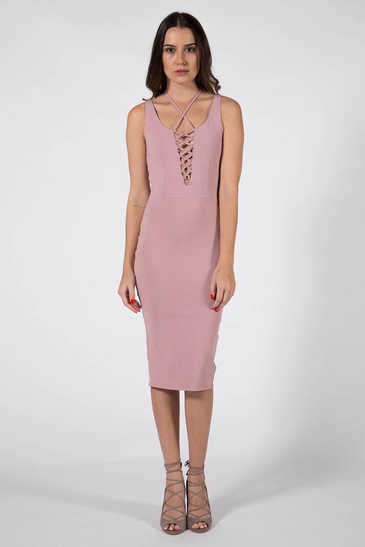 Donna Mizani - Lace Up Midi Dress