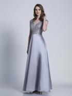Dave & Johnny - 3392 Embellished V-neck A-line Dress