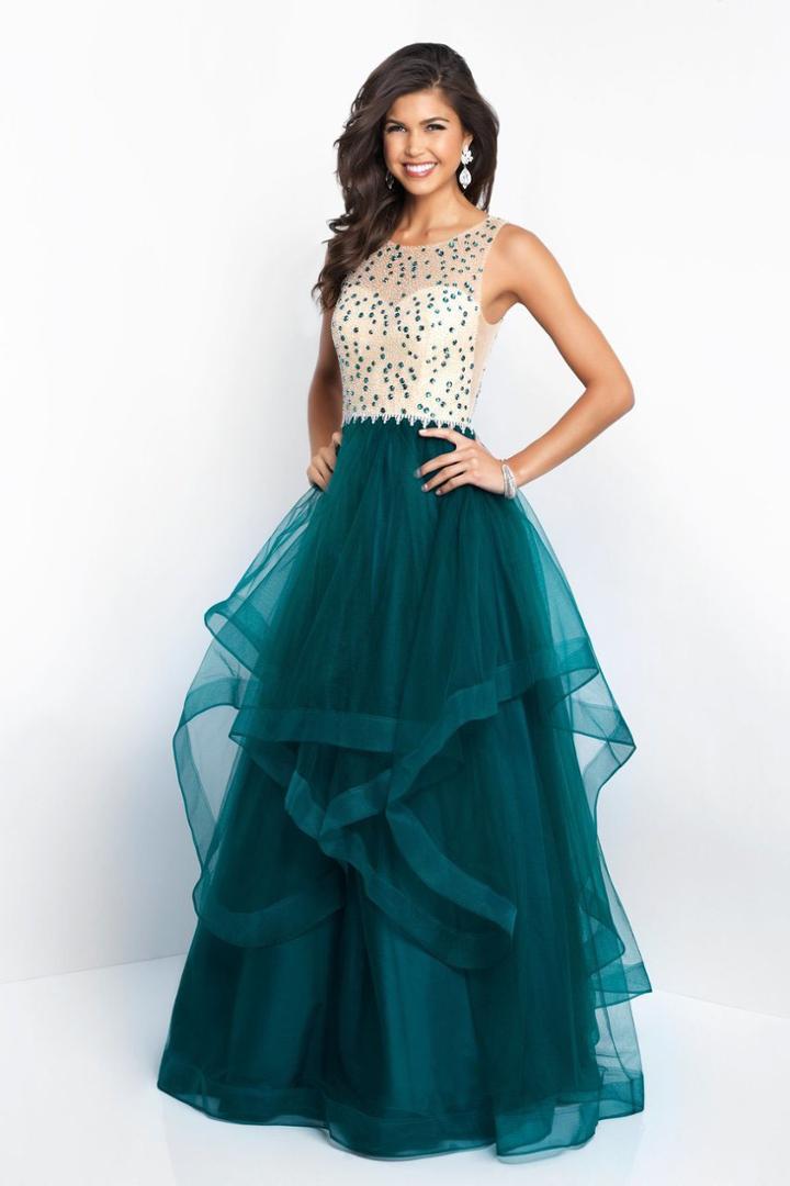 Intrigue - 421 Beaded Illusion Scoop A-line Dress