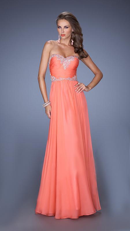 La Femme - Strapless Evening Gown With Jeweled Waist 19372