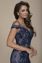 Nox Anabel - E016 Beaded Lace V-neck Ruffled Tulle Mermaid Dress
