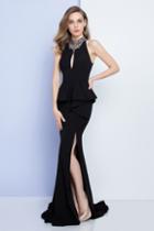 Terani Couture - 1721e4159 Ruffled Halter Neck Trumpet Dress