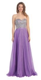 May Queen - Beaded And Jeweled Strapless Sweetheart Chiffon A-line Dress Mq1088
