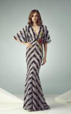 Beside Couture - Bc1232 V-neck Sheath Dress With Floral Motif