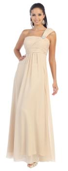 May Queen - Romantic One Shoulder Ruched Straight Neck A-line Dress Mq1057