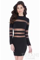 Terani Prom - Dazzling Illusion Striped Long Sleeve Cocktail Dress 1622h1113