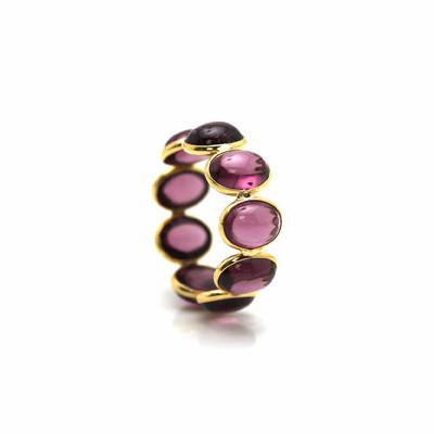 Tresor Collection - Rhodolite Round Stackable Ring Band In 18k Yellow Gold