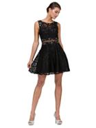 Dancing Queen - 2053 Two Piece Beaded Lace Cocktail Dress