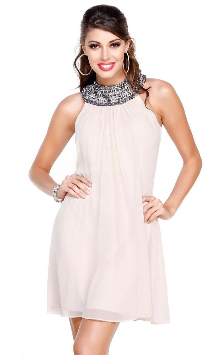 Shail K - Embellished Neckline Flowy Cocktail Dress 1065