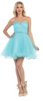 May Queen - Mq--1283 Strapless Surplice Corset Tulle Dress