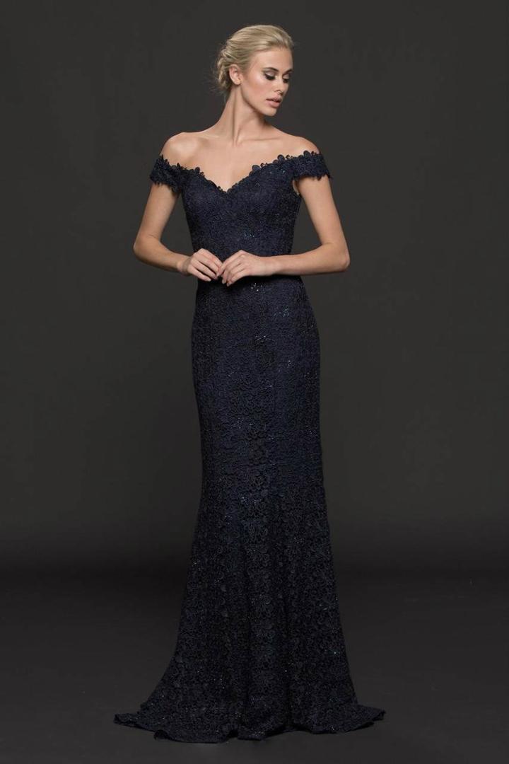 Marsoni By Colors - M221 Lace Off-shoulder Sheath Dress