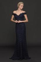 Marsoni By Colors - M221 Lace Off-shoulder Sheath Dress