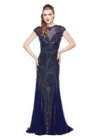 Primavera Couture - 3012 Embellished Sheer Jewel Sheath Dress