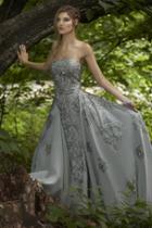 Janique - Embroidered Straight Neck A-line Gown W1691