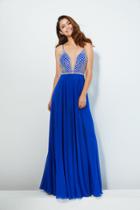 Angela And Alison - 81053 Bedazzled Deep V-neck A-line Dress
