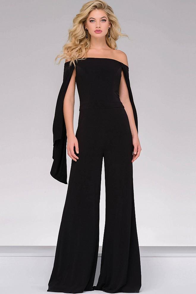 Jovani - 39598 Off The Shoulder Jersey Jumpsuit