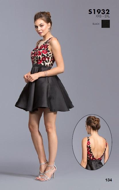 Aspeed - S1932 Floral Embroidered Sheer Jewel Homecoming Dress