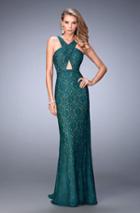 La Femme - 22614 Lace Halter Sheath Dress