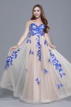 Shail K - 33911 Floral Appliqued Strapless Dress