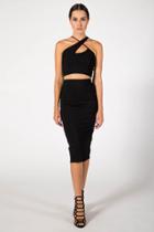 Donna Mizani - Back Slit Midi Skirt